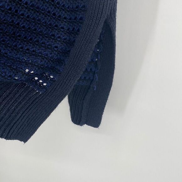 Lane Bryant Chunky Knit Sleeveless Cardigan Jacket Open Front Crochet Navy Black - Picture 4 of 15